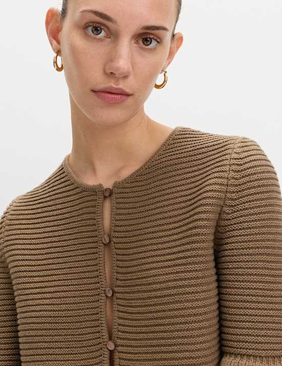 Cotton Rich Ruffle Detail Cardigan