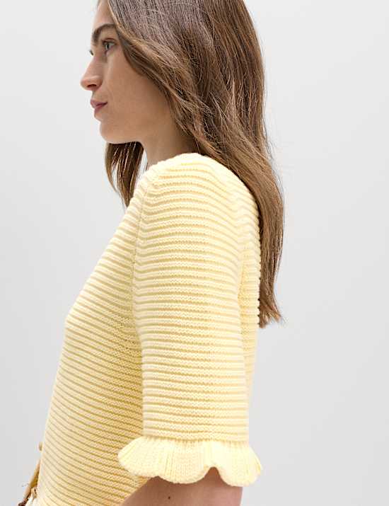 Cotton Rich Ruffle Detail Cardigan