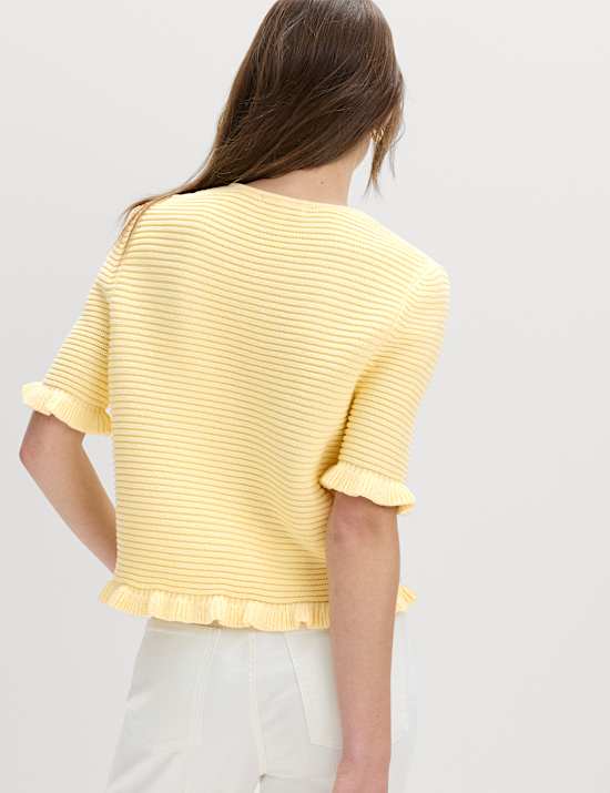 Cotton Rich Ruffle Detail Cardigan
