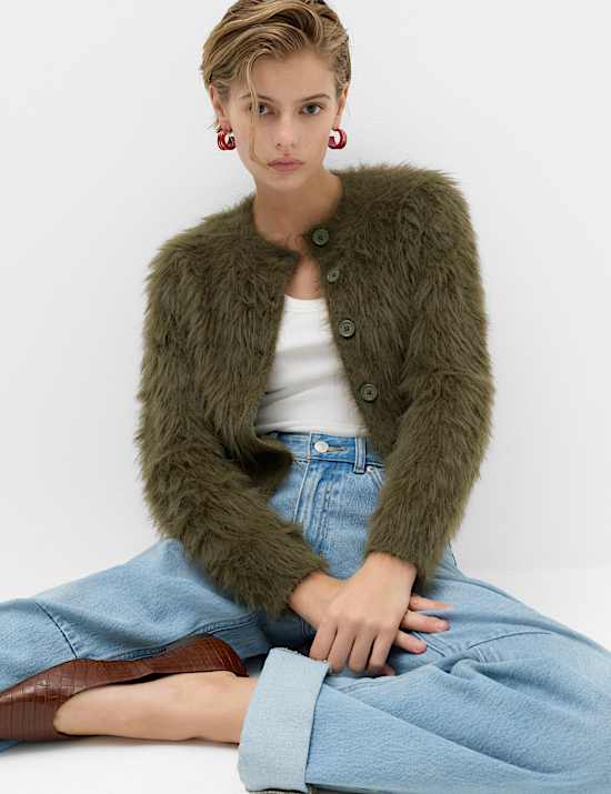Cardigan court textur&eacute; coupe slim &agrave; nouer sur le devant