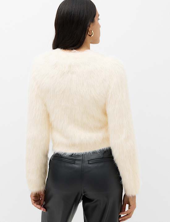 Textured Button Front Slim Cropped Cardigan