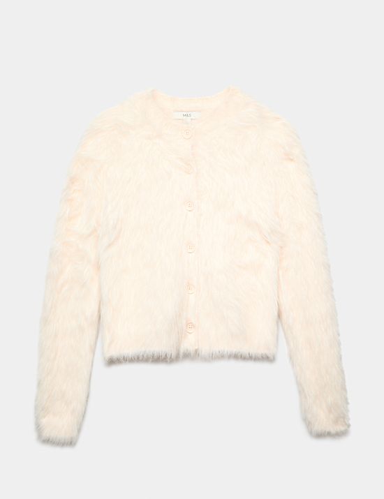 Textured Button Front Slim Cropped Cardigan