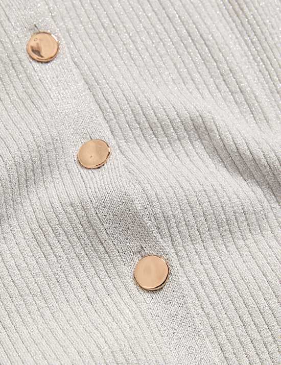 Kardigan Slim Fit Kerah Bundar Logam