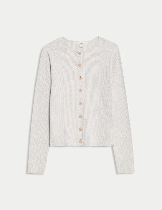 Kardigan Slim Fit Kerah Bundar Logam