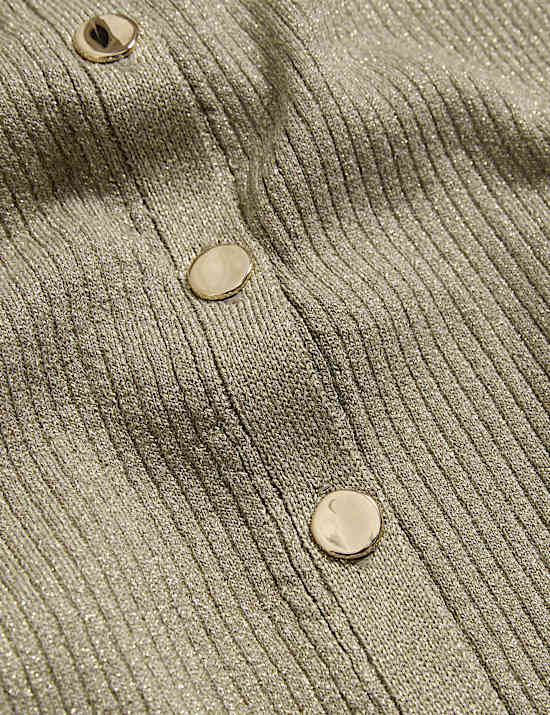 Metalický kardigan úzkého střihu s výstřihem ke krku