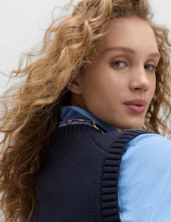 Cotton Rich Slim Fit Knitted Vest