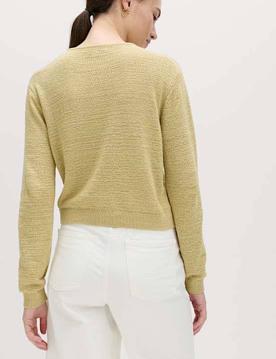 Cotton Rich Button Through Cropped Cardigan