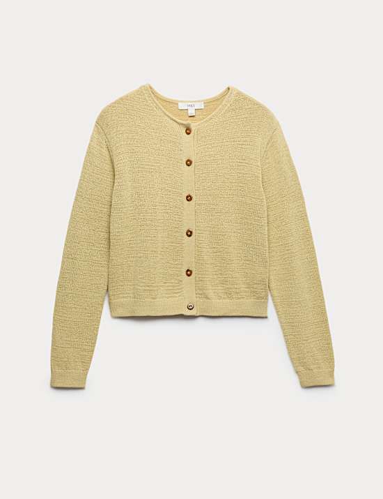 Cotton Rich Button Through Cropped Cardigan