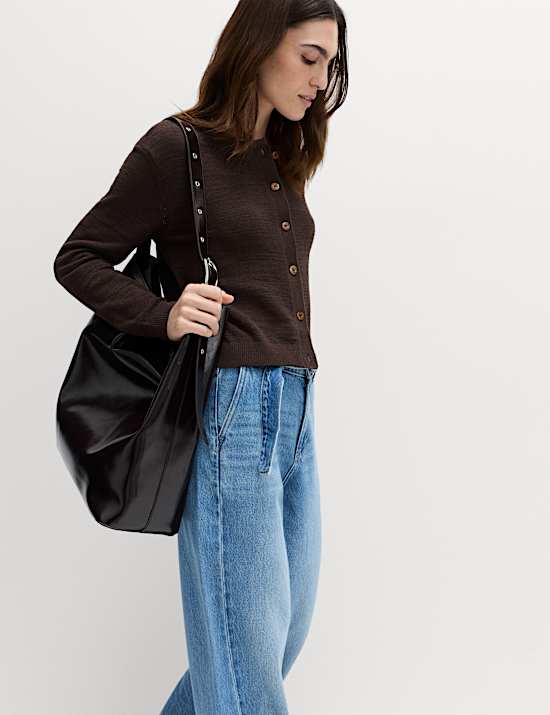 Cotton Rich Button Through Cropped Cardigan