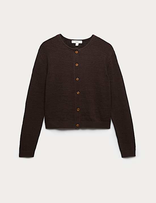 Cotton Rich Button Through Cropped Cardigan