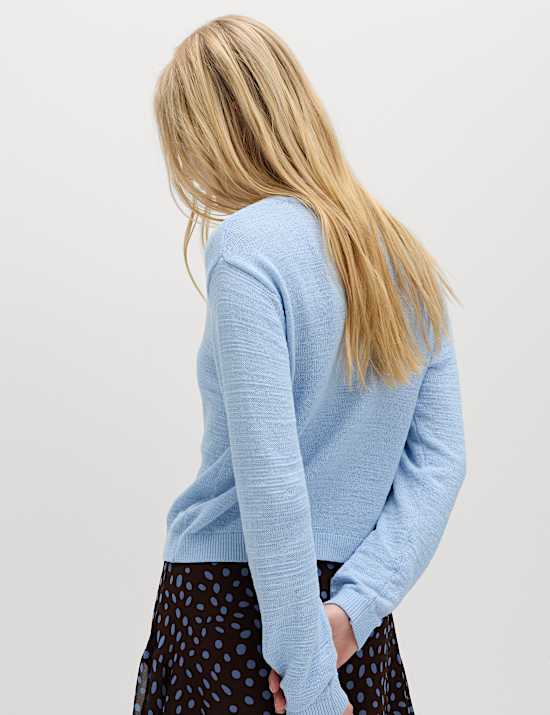 Cardigan court boutonn&eacute; en coton