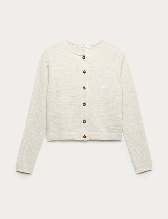 C&aacute;rdigan corto de algod&oacute;n con botonadura