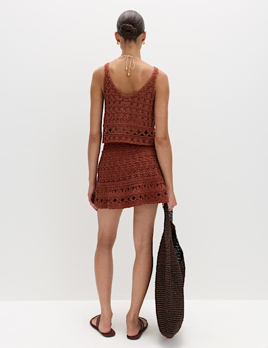 Crochet-Style Cropped Knitted Top