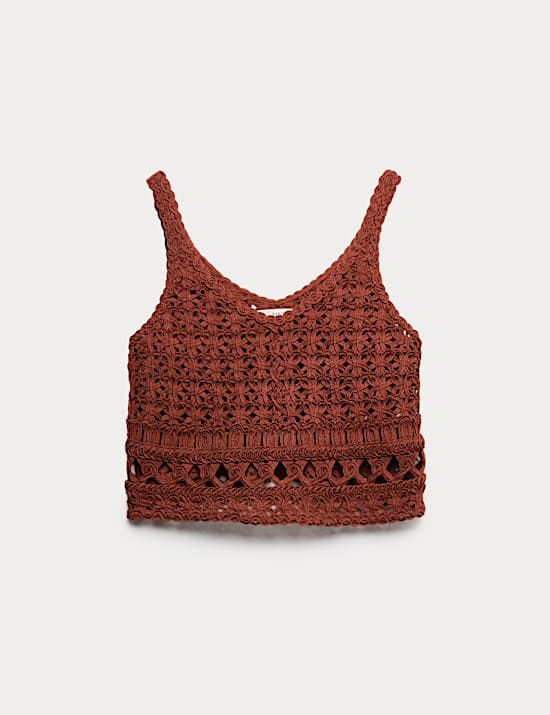 Crochet-Style Cropped Knitted Top