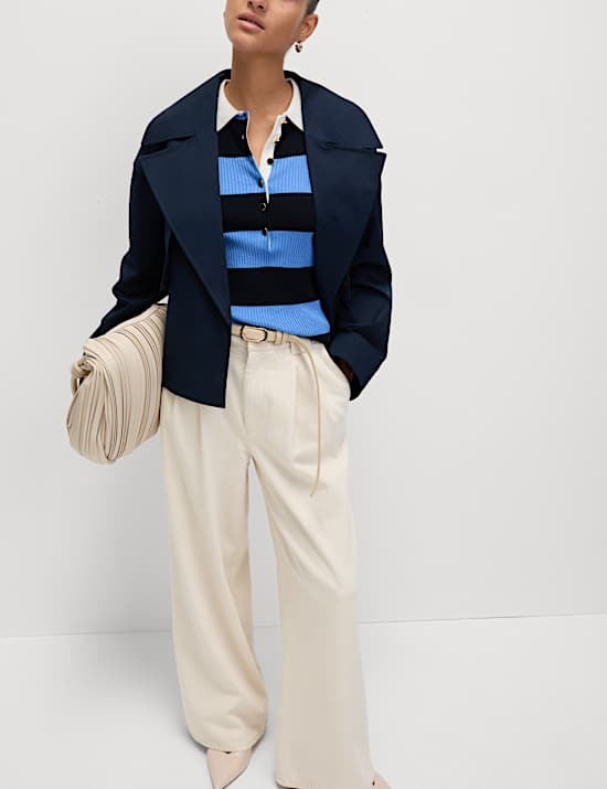 Striped Collared Knitted Vest