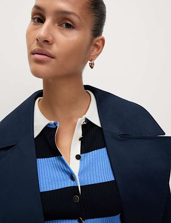 Striped Collared Knitted Vest