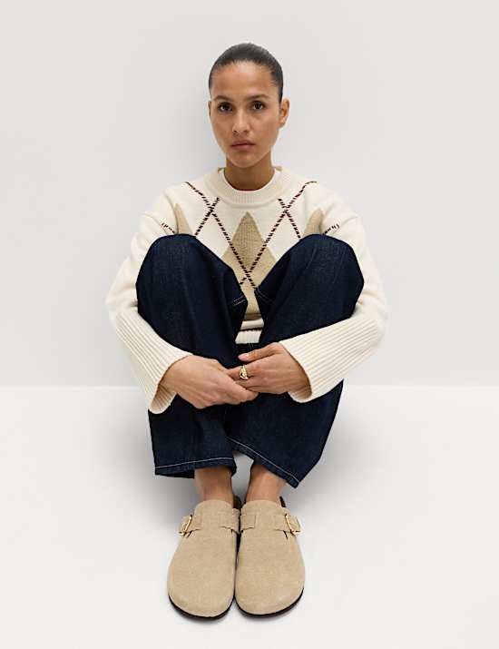 Cotton Rich Argyle Crew Neck Jumper