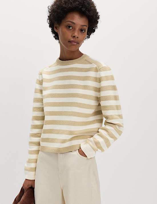 Cotton Rich Striped Cropped Jumper