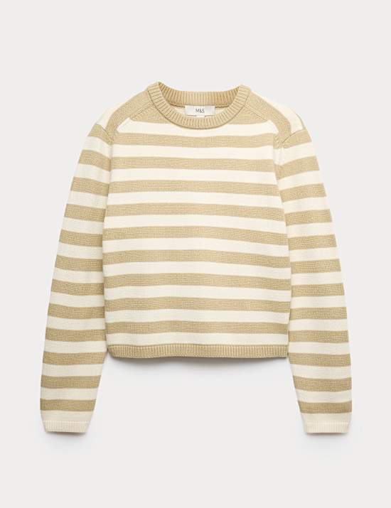 Cotton Rich Striped Cropped Jumper