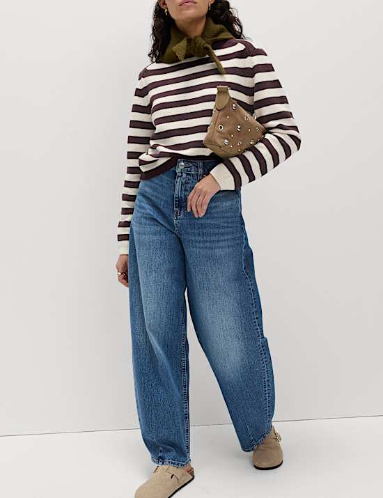 Cotton Rich Striped Cropped Jumper