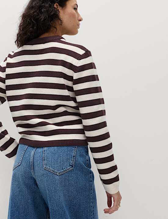 Cotton Rich Striped Cropped Jumper