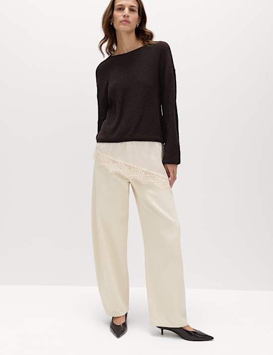 Pullover aus Baumwollmischgewebe mit Spitzendetail