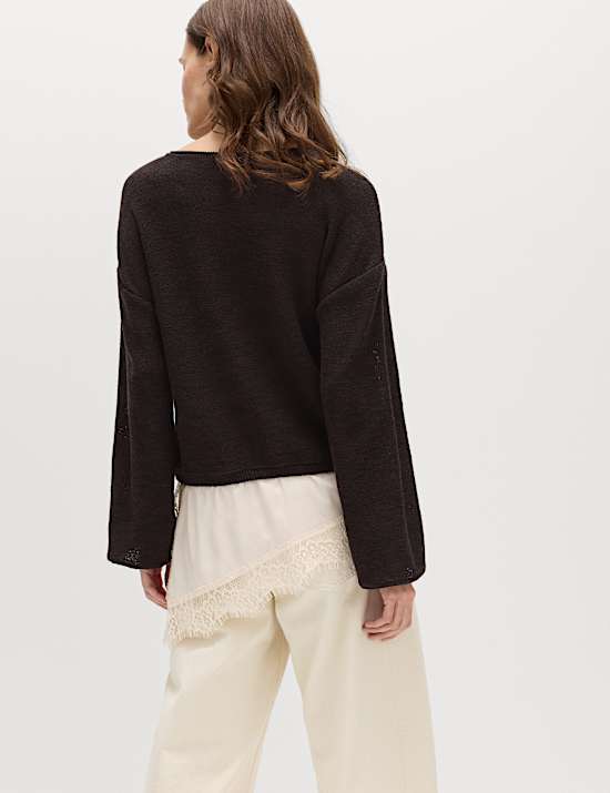 Pullover aus Baumwollmischgewebe mit Spitzendetail