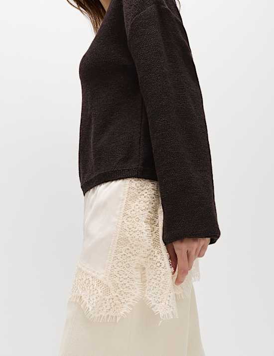 Pullover aus Baumwollmischgewebe mit Spitzendetail