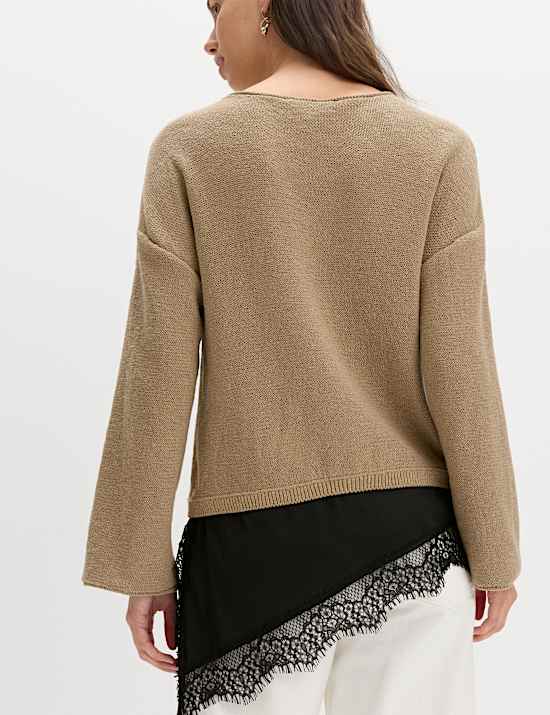 Cotton Blend Lace Detail Jumper