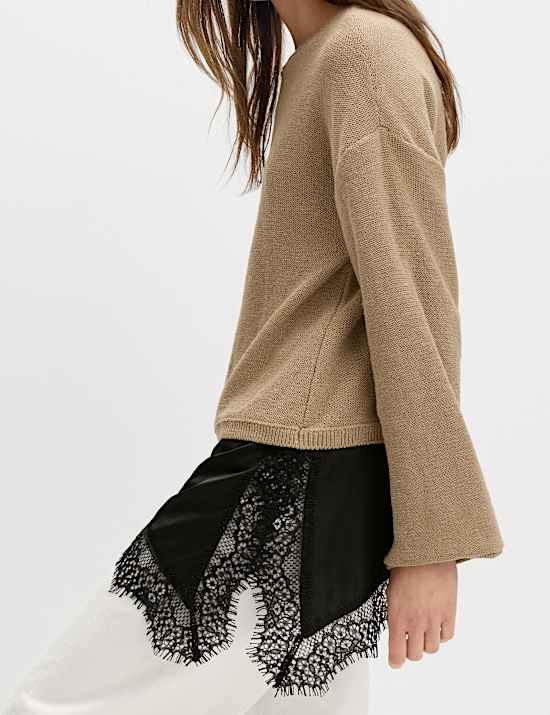Cotton Blend Lace Detail Jumper