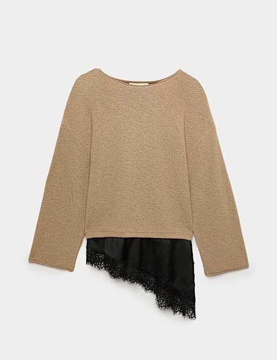 Cotton Blend Lace Detail Jumper