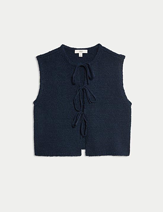 Cotton Rich Textured Cropped Waistcoat