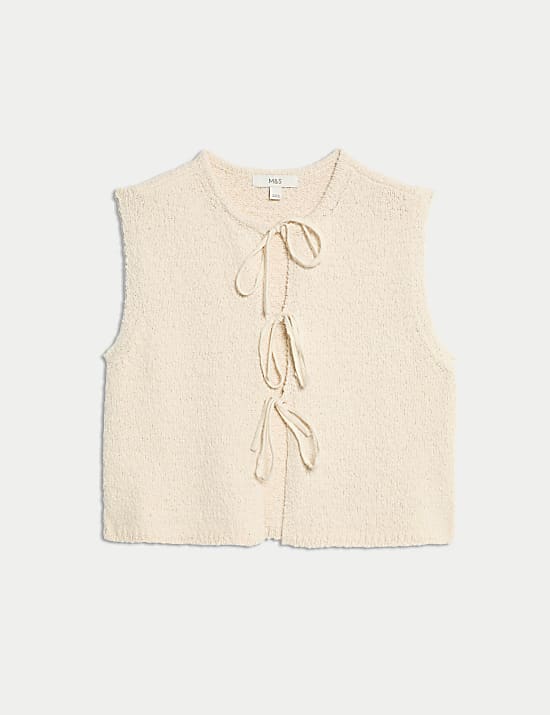 Cotton Rich Textured Cropped Waistcoat
