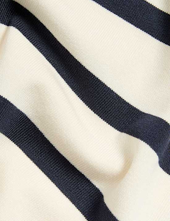 Striped Knitted Collared Button Front Cardigan