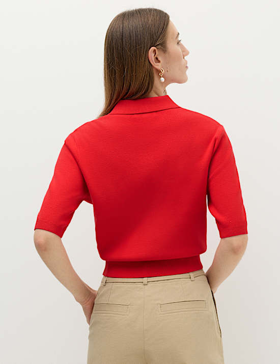 Top en maille coupe courte avec encolure