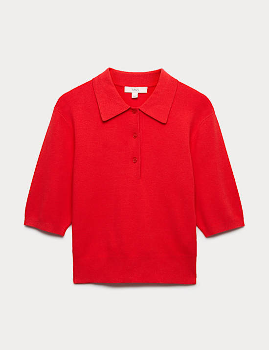 Top en maille coupe courte avec encolure