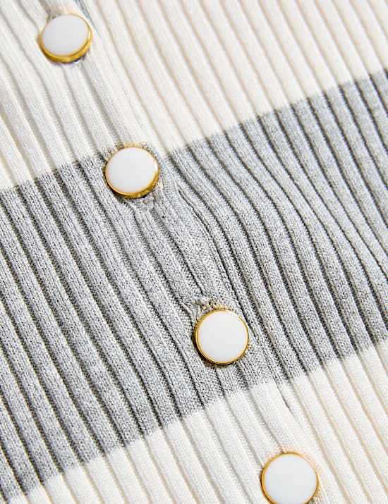 Soft Touch Striped Collared Knitted Top