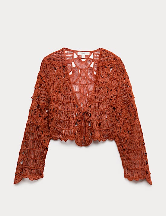 Textured V-Neck Tie Front Cardigan