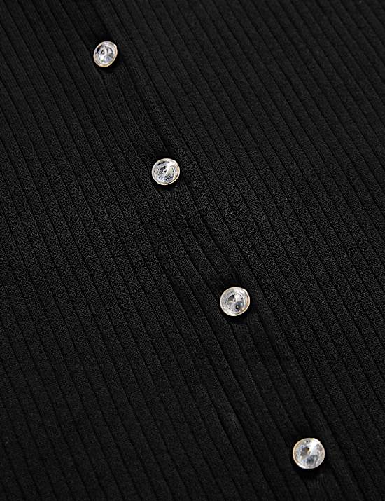 Textured Crew Neck Button Through Waistcoat