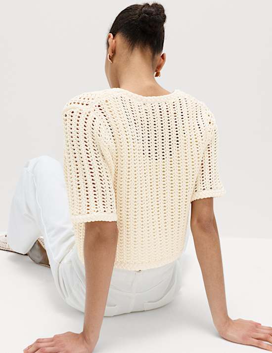 Open Stitch V-Neck Tie Fastening Cardigan