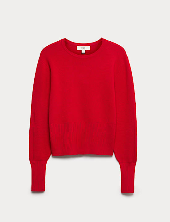 Πλεκτό μεσάτο τοπ με κλειστή στρογγυλή λαιμόκοψη