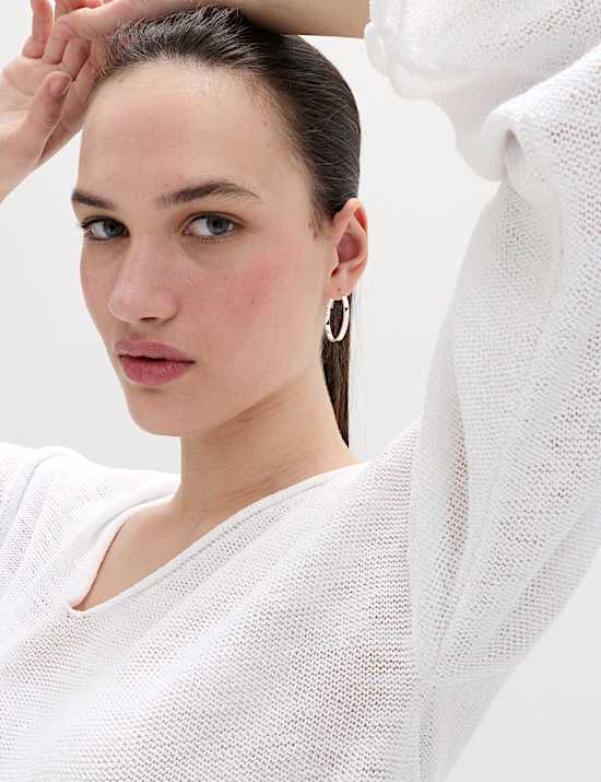 Pull coupe slim en coton m&eacute;lang&eacute; &agrave; col en V