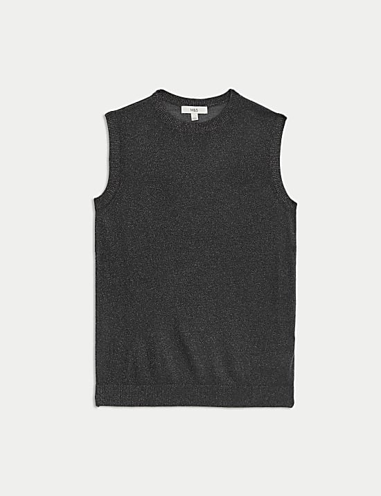 Ribbed Regular Fit Metallic Vest