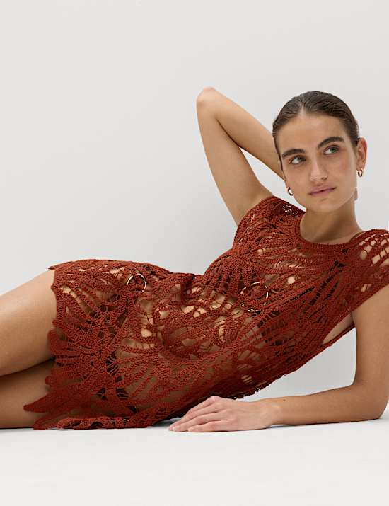 Pure Cotton Crochet-Style Knitted Vest.