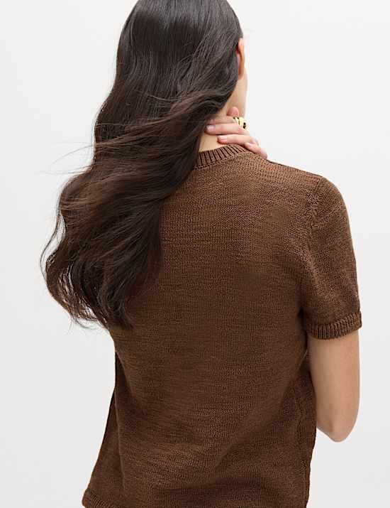 Cotton Rich V-Neck Slim Fit Knitted Top