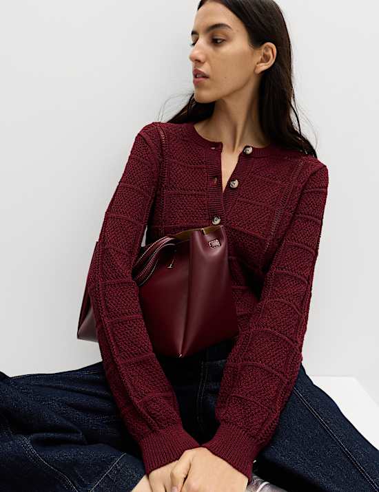 Cotton Blend Cropped Cardigan