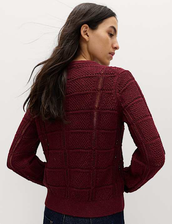 Cotton Blend Cropped Cardigan