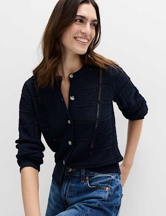 Cotton Blend Cropped Cardigan