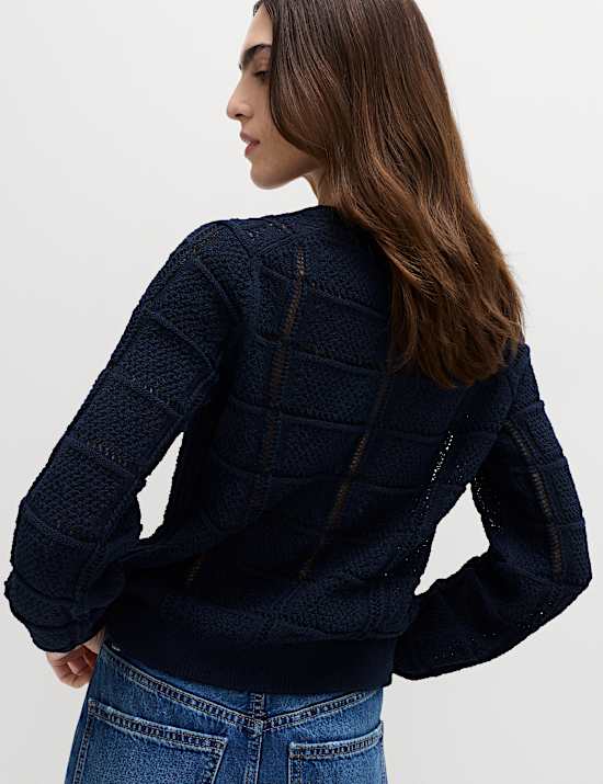 Cotton Blend Cropped Cardigan
