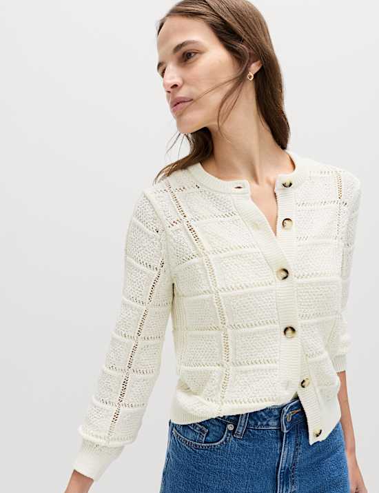 Cotton Blend Cropped Cardigan